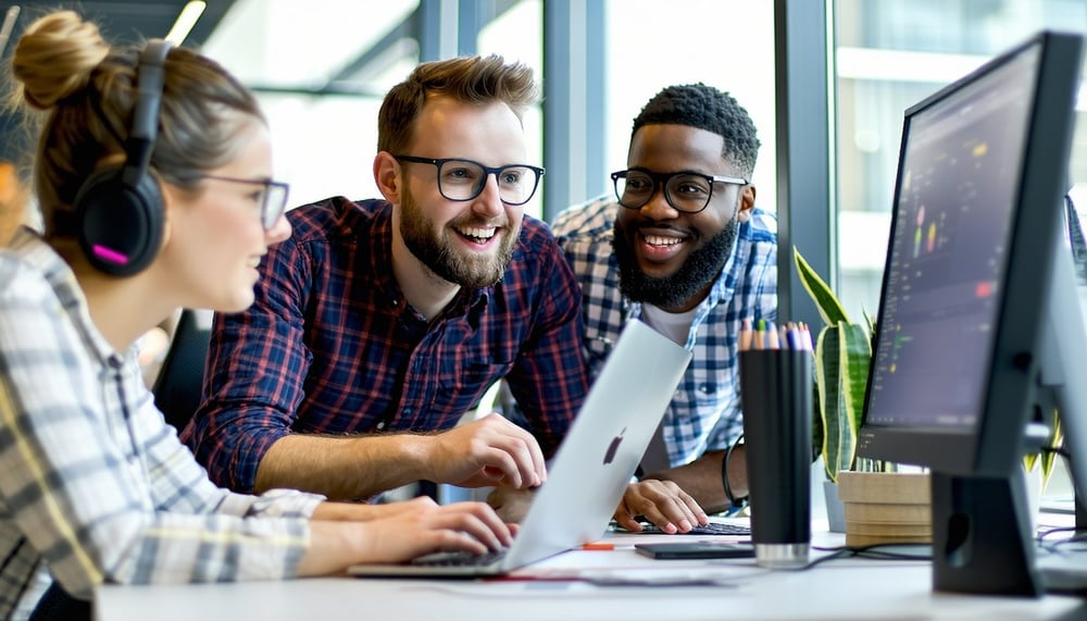 Team of software developers collaborating on a project